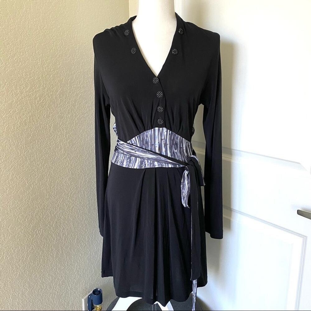 Eva & Claudi Jersey Belted Long Sleeve Midi Dress